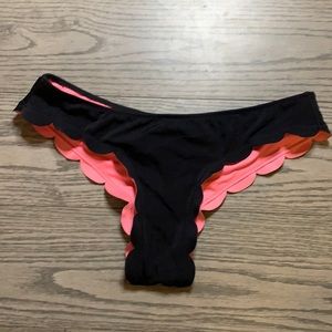 Victoria’s Secret pink swim scalloped bikini bottom size XS black